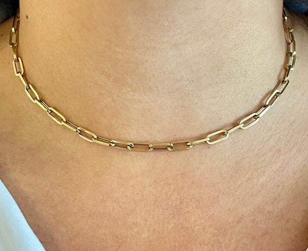 Gold Paperclip Link Necklace