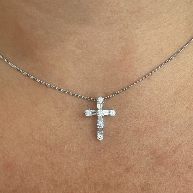 Diamond Cross Pendant & Chain